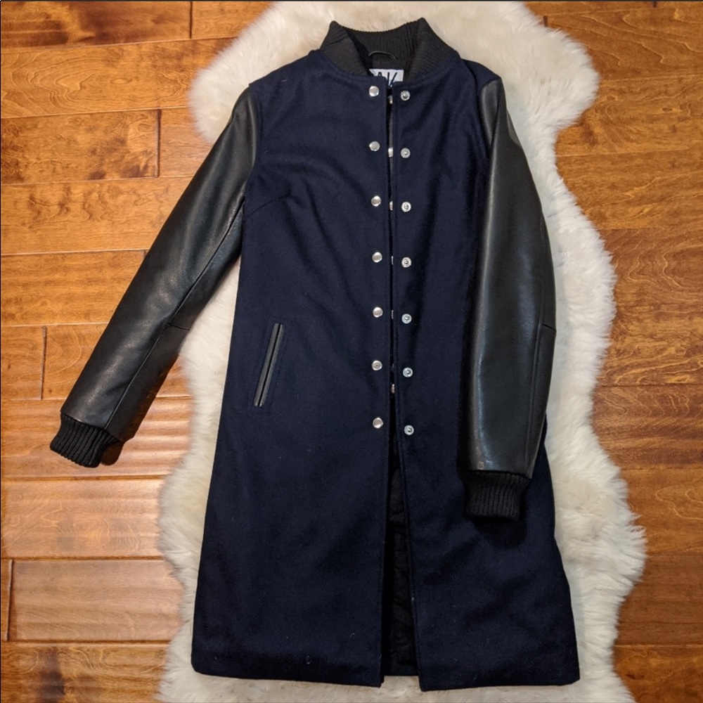 OAK Double Front Varsity Leather and Wool Jacket